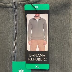 Banana Republic Men's Zip-Up Olive Sweater